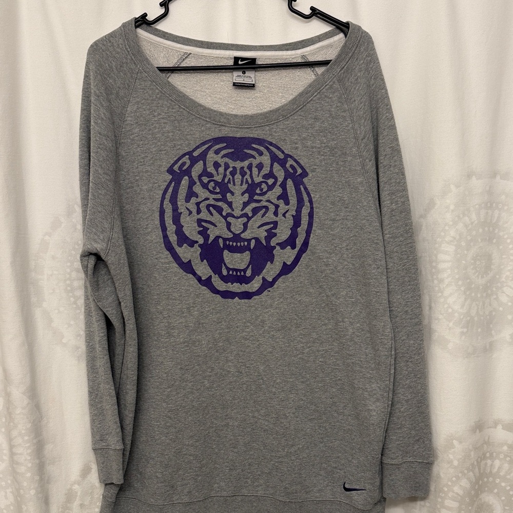 LSU Tigers Nike Gray Sweatshirt with Purple Tiger